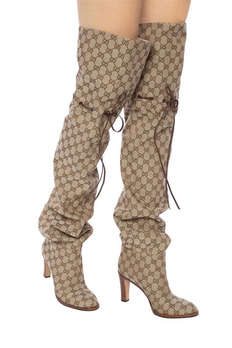 gucci print thigh high boots|Gucci knee high boots price.